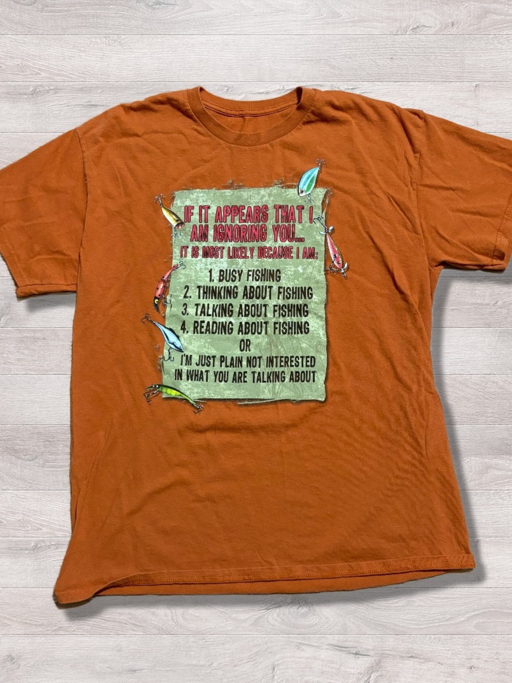 Vintage Y2K Funny Novelty Fishing Outdoor Fisherman Shirt Men’s Large